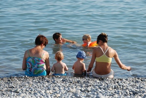 Le 14 août 2009 -  A la plage de Saint Laurent du Var avec Charly, Alex et Sylke