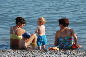 Le 14 août 2009 -  A la plage de Saint Laurent du Var avec Charly, Alex et Sylke